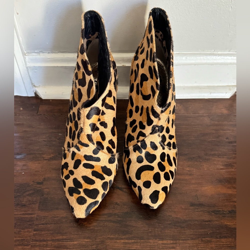 Gianni Bini Leopard Print Calf Hair Ankle Booties